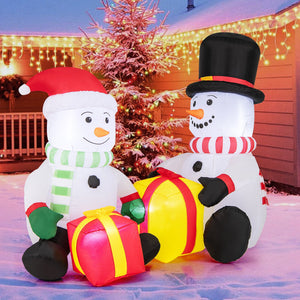 5 Feet 2 Cute Blow-up Snowman Christmas Inflatables with Gift Boxes view 2