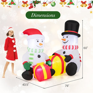 5 Feet 2 Cute Blow-up Snowman Christmas Inflatables with Gift Boxes view 5