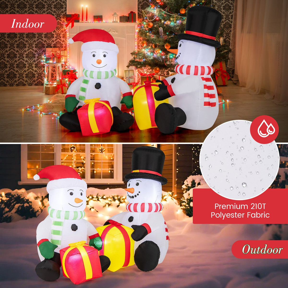 5 Feet 2 Cute Blow-up Snowman Christmas Inflatables with Gift Boxes view 9