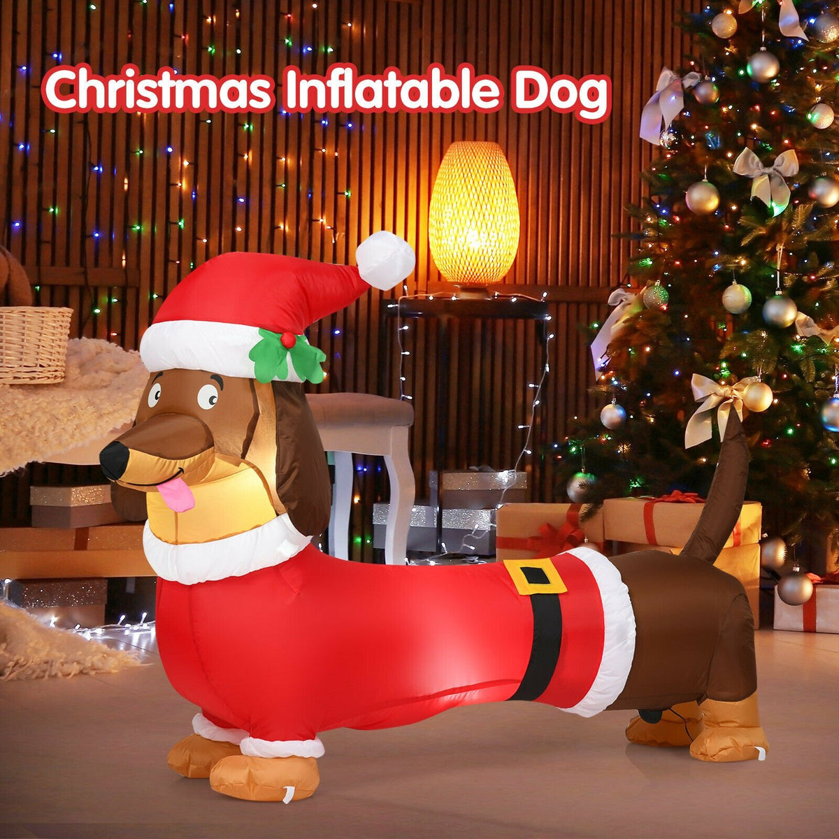 5 Feet Inflatable Christmas Dog with LED Lights view 2