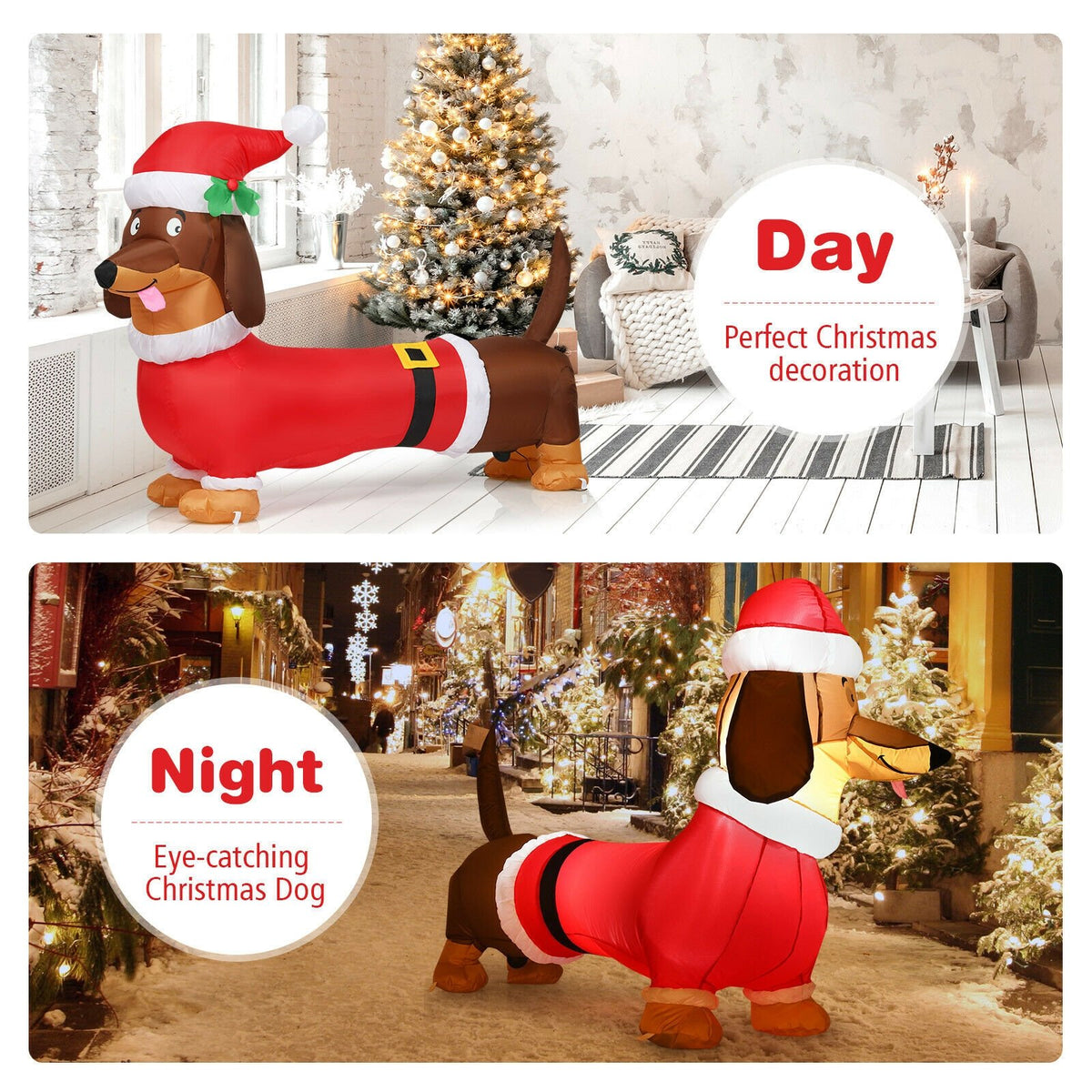 5 Feet Inflatable Christmas Dog with LED Lights view 8