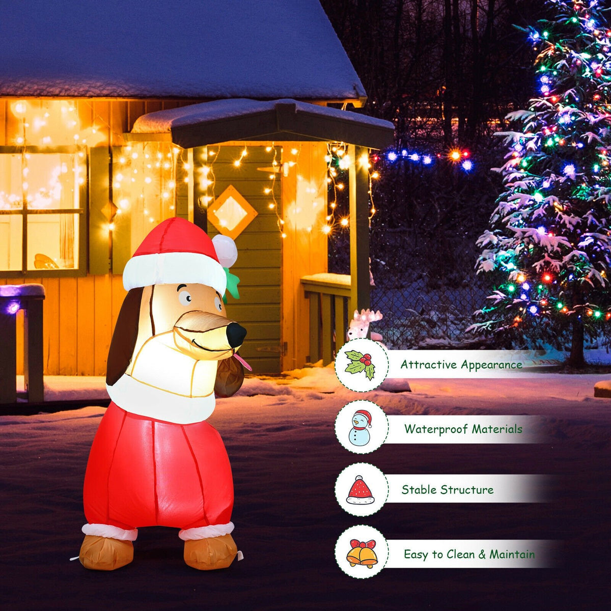 5 Feet Inflatable Christmas Dog with LED Lights view 9