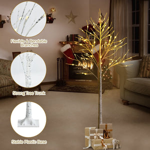 5 Feet Pre-lit White Twig Birch Tree with 72 LED Lights for Christmas view 5