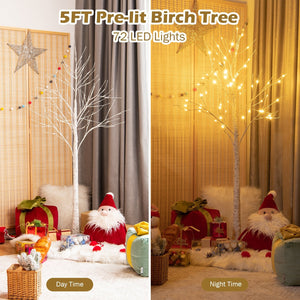5 Feet Pre-lit White Twig Birch Tree with 72 LED Lights for Christmas view 9