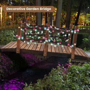 5 Feet Wooden Garden Bridge with Safety Rails-Brown view 6