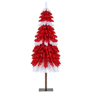 5 FT Artificial Christmas Tree Pre-lit Xmas Trees with 301 Red and White Branch Tips view 4