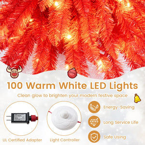5 FT Artificial Christmas Tree Pre-lit Xmas Trees with 301 Red and White Branch Tips view 6