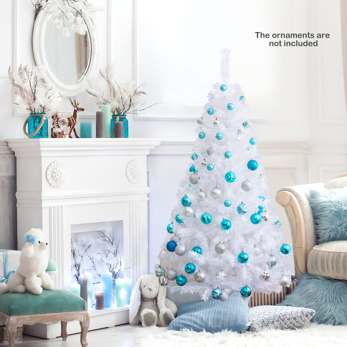 5 ft White Artificial PVC Christmas Tree with Solid Metal Stand-5 ft view 2