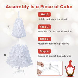 5 ft White Artificial PVC Christmas Tree with Solid Metal Stand-5 ft view 9