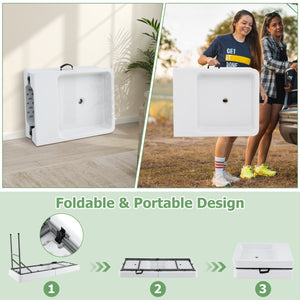 5 FT Folding Ice Cooler Table with Double Sinks for Camping Party Picnic Wedding-White view 5