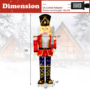 5 FT Giant Nutcracker Outdoor Christmas Decoration with Glitter Sword view 5