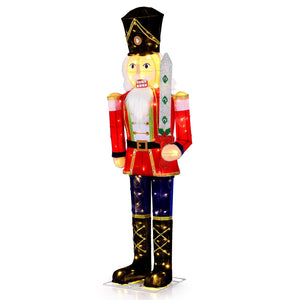 5 FT Giant Nutcracker Outdoor Christmas Decoration with Glitter Sword view 6