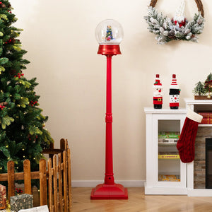 5 Ft Musical Christmas Street Lamp with 8 Tunes and Blowing Snow-Red view 2