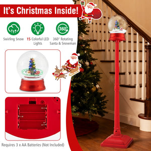 5 Ft Musical Christmas Street Lamp with 8 Tunes and Blowing Snow-Red view 7
