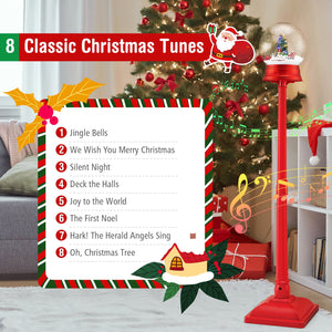 5 Ft Musical Christmas Street Lamp with 8 Tunes and Blowing Snow-Red view 8