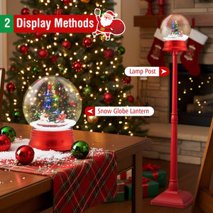 5 Ft Musical Christmas Street Lamp with 8 Tunes and Blowing Snow-Red view 9