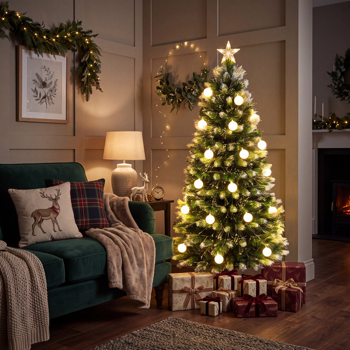 5 FT Pre-Lit Artificial Christmas Tree with Dazzling Optical Fibers view 3