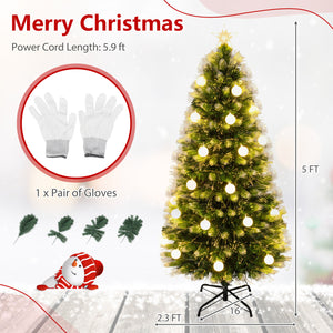 5 FT Pre-Lit Artificial Christmas Tree with Dazzling Optical Fibers view 5