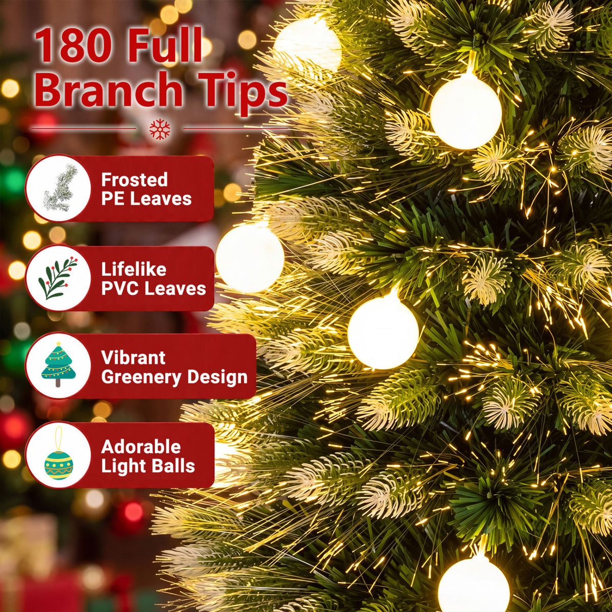 5 FT Pre-Lit Artificial Christmas Tree with Dazzling Optical Fibers view 8