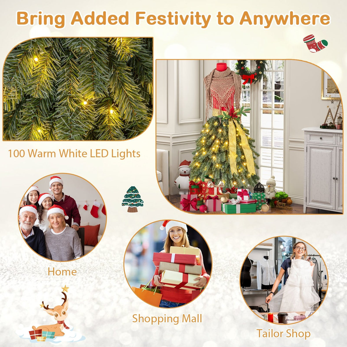 5 FT Pre-lit Mannequin Artificial Christmas Tree Dress Form Xmas Tree view 8