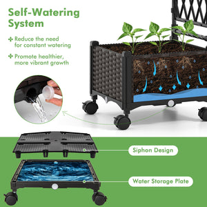 5 FT Self-Watering Planter Boxes with Lattice Trellis and Roof-Brown view 7