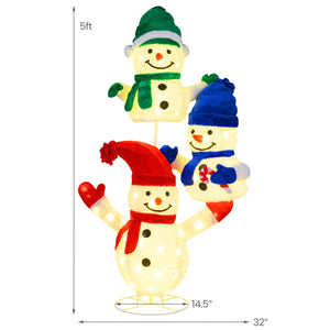 5 FT Stacked Snowman Lighted Christmas Decoration with 110 LED Lights view 4