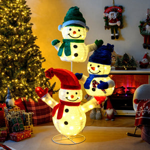 5 FT Stacked Snowman Lighted Christmas Decoration with 110 LED Lights view 6
