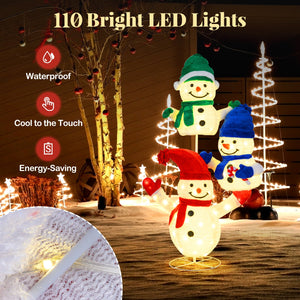 5 FT Stacked Snowman Lighted Christmas Decoration with 110 LED Lights view 8
