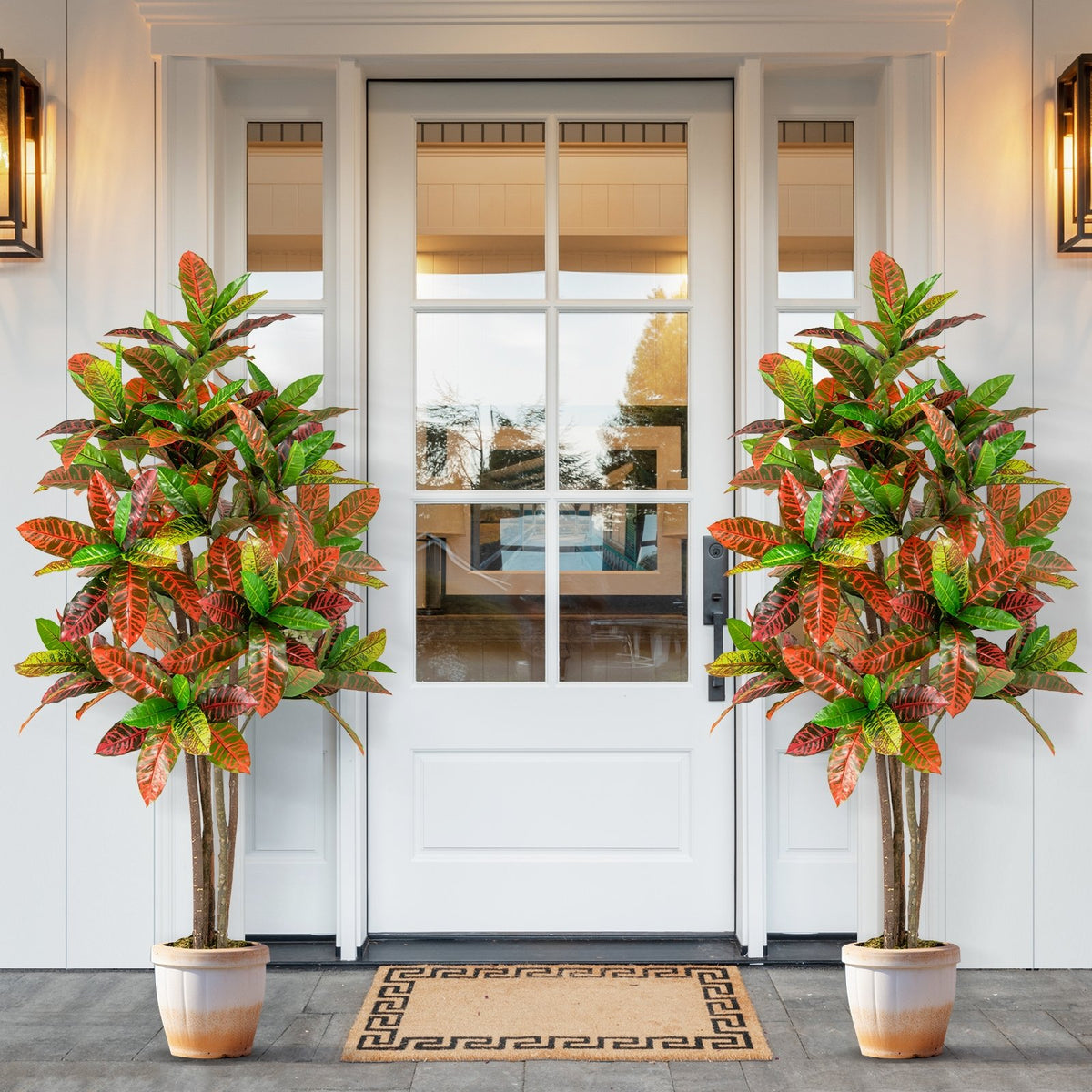 5 FT Tall Artificial Croton Plant with Gradient Leaves and Nursery Pot-2 Peice view 2