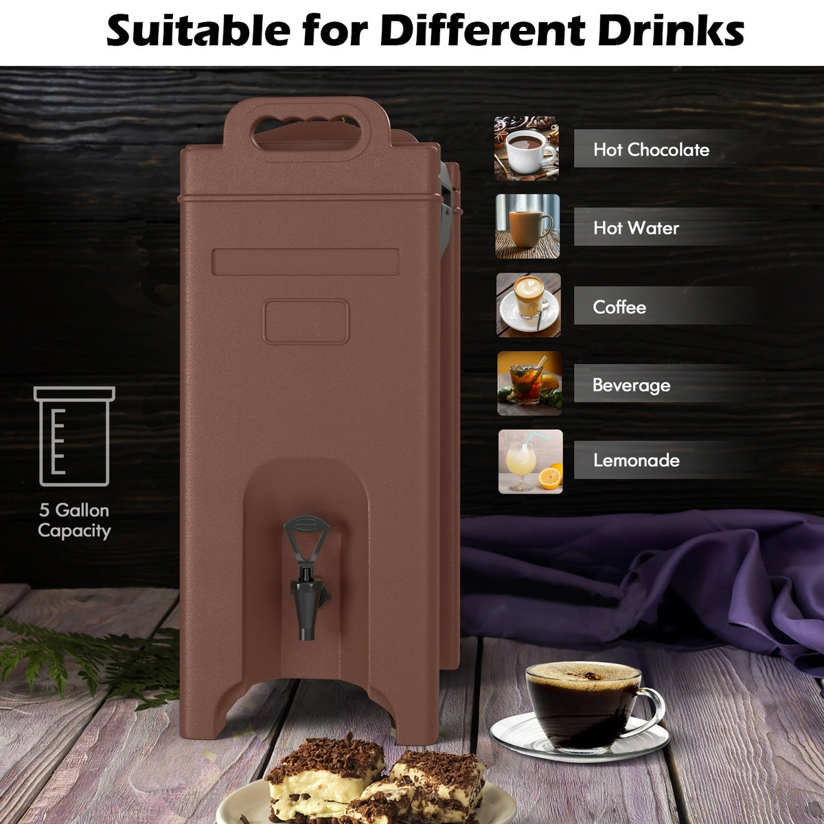 5 Gallon Insulated Beverage Server Dispenser-Coffee view 8