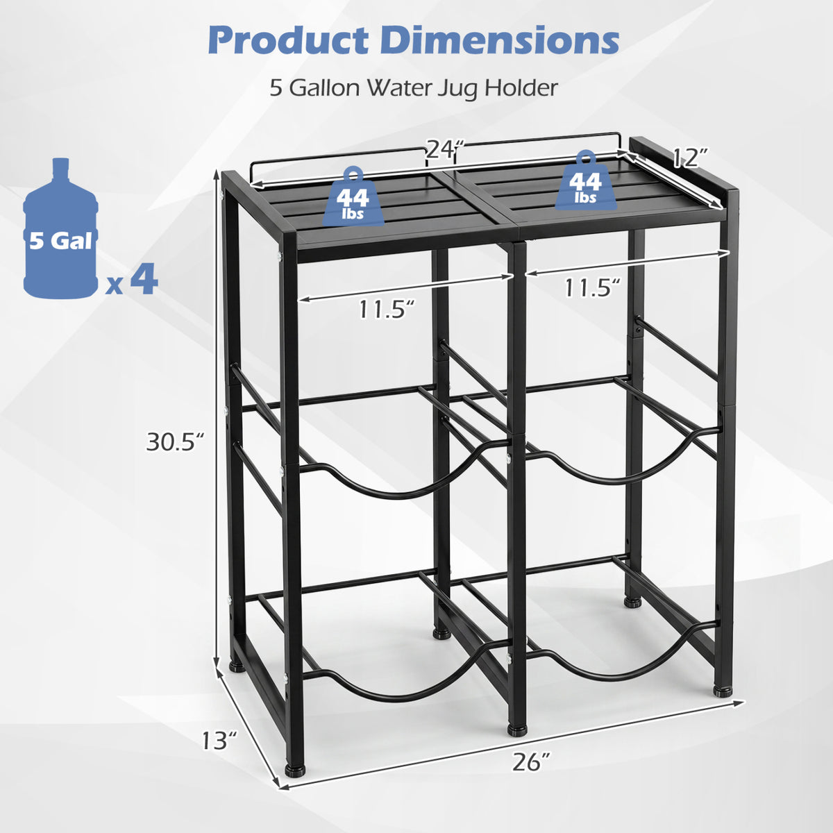 5 Gallon Water Jug Holder for 4 Bottles-Black view 5
