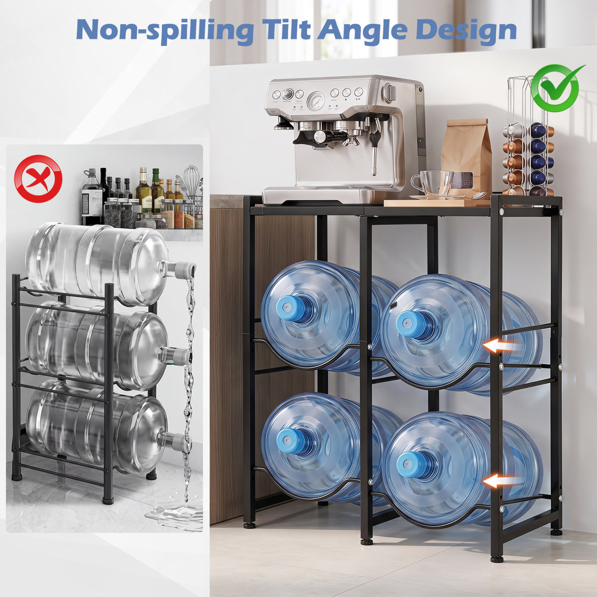 5 Gallon Water Jug Holder for 4 Bottles-Black view 7