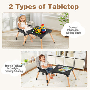 5-in-1 Baby Convertible Wooden High Chair with Detachable Tray-Black view 7
