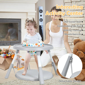 5-in-1 Baby Highchair with Height Adjustable and 2-Tier Tray Storage Busket-Gray view 9