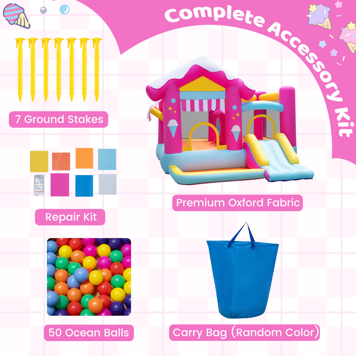 5-in-1 Inflatable Bounce House with Tunnel for Kids Ages 3-12 view 8