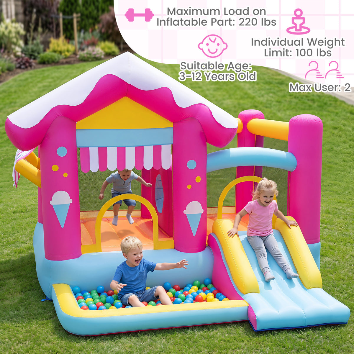 5-in-1 Inflatable Bounce House with Tunnel for Kids Ages 3-12 view 9