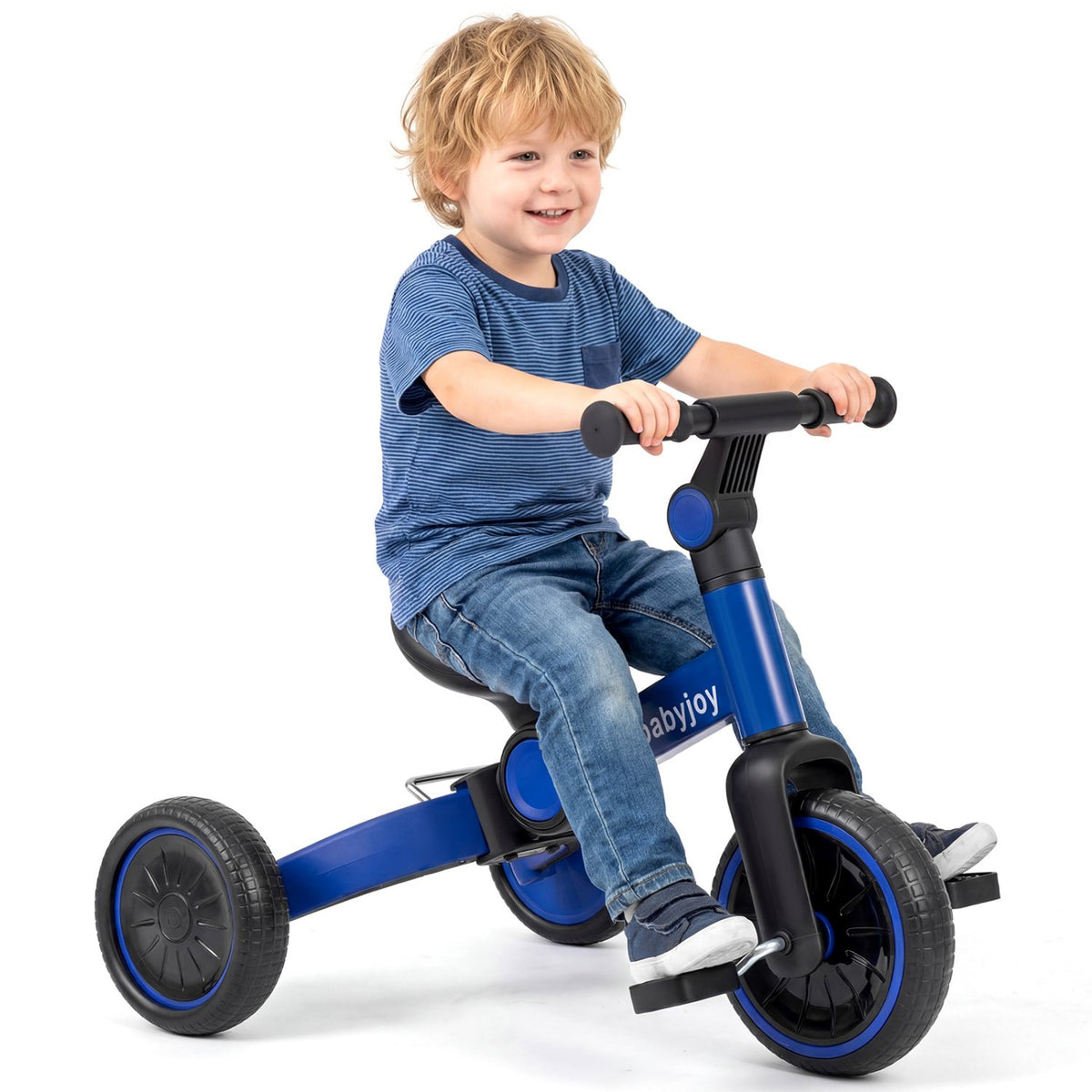 5-In-1 Toddler Bike Kids Balance Bike with Removable Pedals-Blue view 4