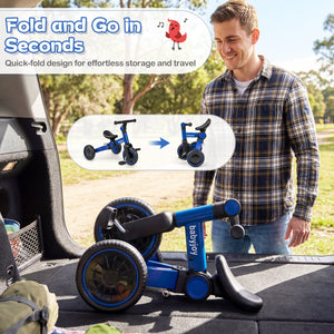 5-In-1 Toddler Bike Kids Balance Bike with Removable Pedals-Blue view 9