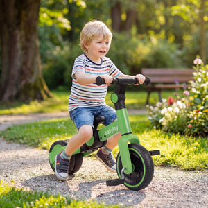 5-In-1 Toddler Bike Kids Balance Bike with Removable Pedals-Green view 2