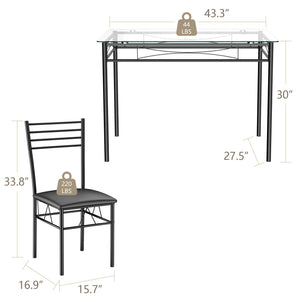 5 Pieces Dining Set with Tempered Glass Top Table and 4 Upholstered Chairs view 4