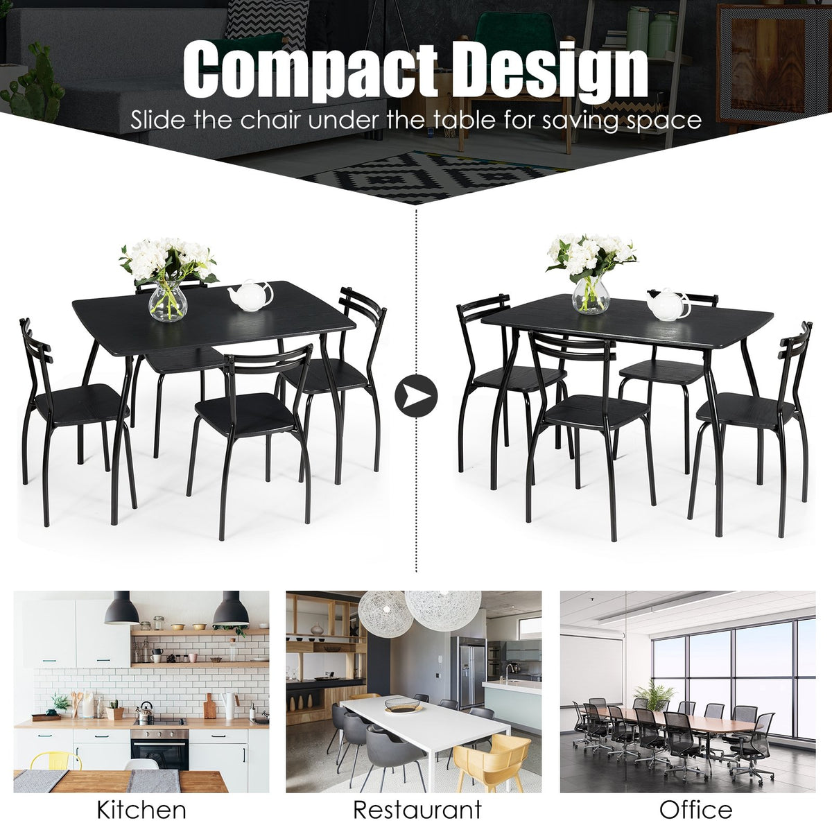 5 Pieces Dining Table Set with 4 Chairs view 3