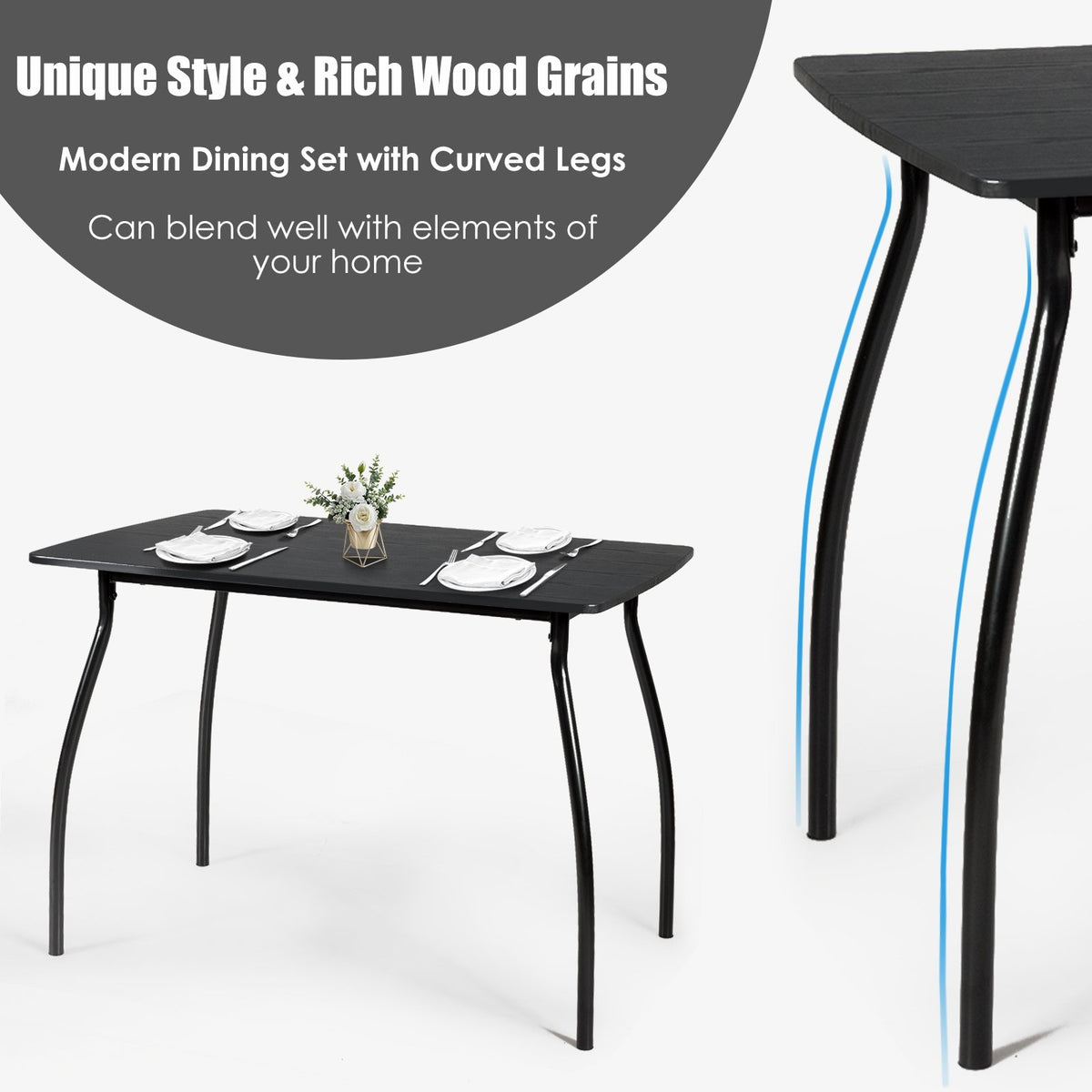 5 Pieces Dining Table Set with 4 Chairs view 8