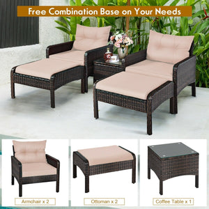 5 Pcs Patio Rattan Wicker Sofa Furniture Set view 3