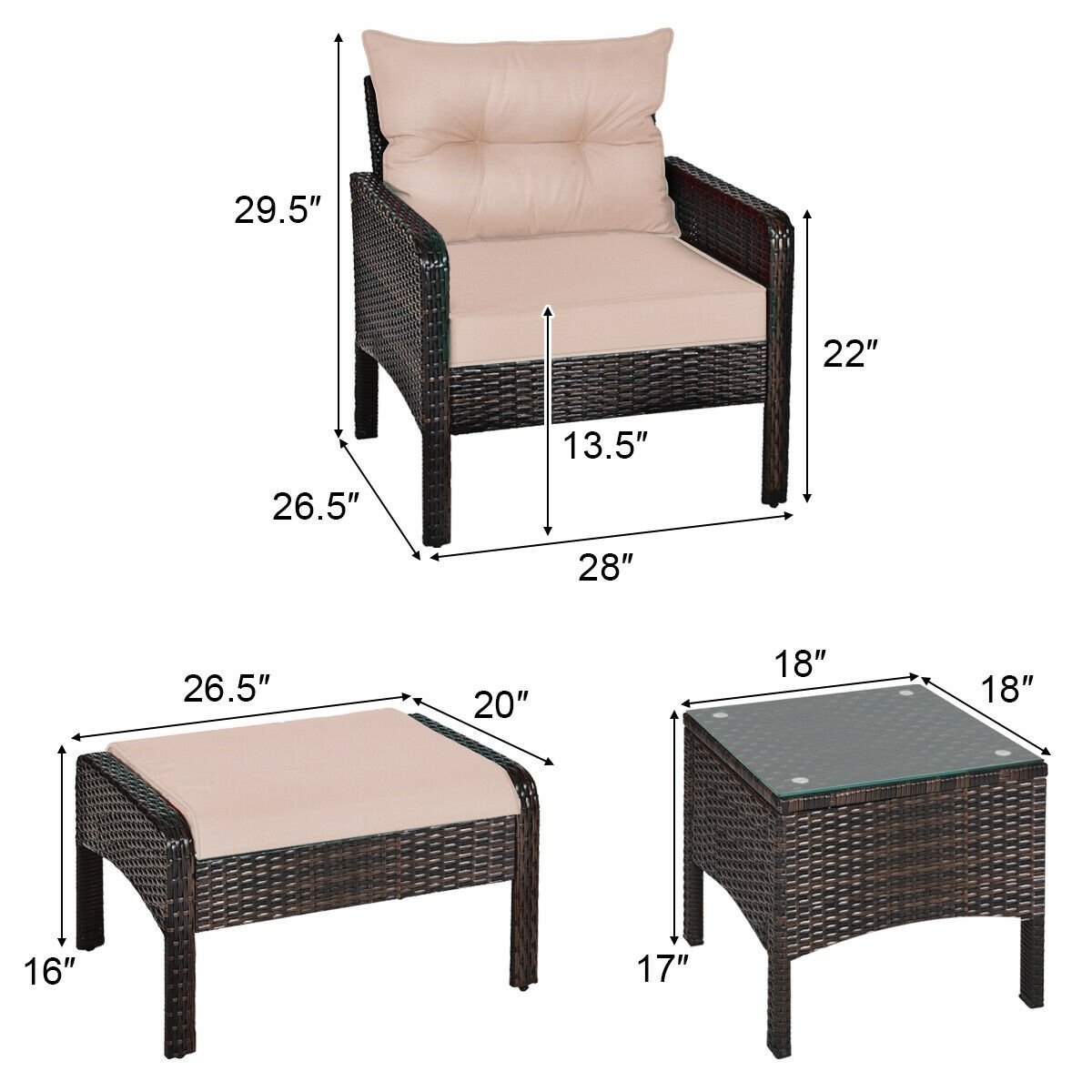 5 Pcs Patio Rattan Wicker Sofa Furniture Set view 4
