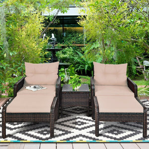 5 Pcs Patio Rattan Wicker Sofa Furniture Set view 6