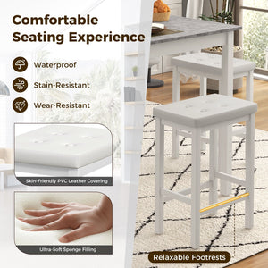 5-Piece Bar Table Set Counter-Height Dining Table and 4 Bar Stools-White view 8