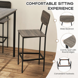 5-Piece Counter-Height Dining Bar Table Set with 4 Bar Chairs-Gray view 7