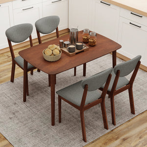 5-Piece Dining Set for 4 with Rectangular Table & Fabric Chairs for Living Room-Gray view 6