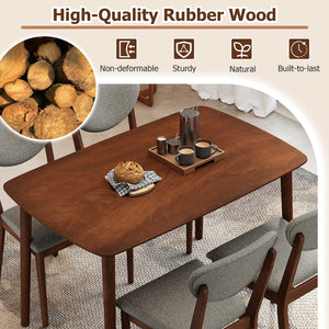 5-Piece Dining Set for 4 with Rectangular Table & Fabric Chairs for Living Room-Gray view 8
