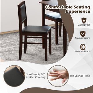 5-Piece Dining Set for 4 with Rubber Wood Legs for Small Dining Room-Brown view 8
